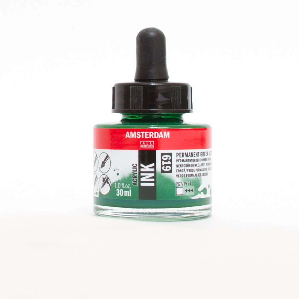 Amsterdam, Acrylic, Ink, 30ml, Perm Green Deep